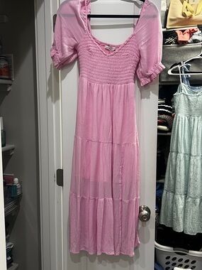 Abercrombie Pink Smocked Maxi Dress
